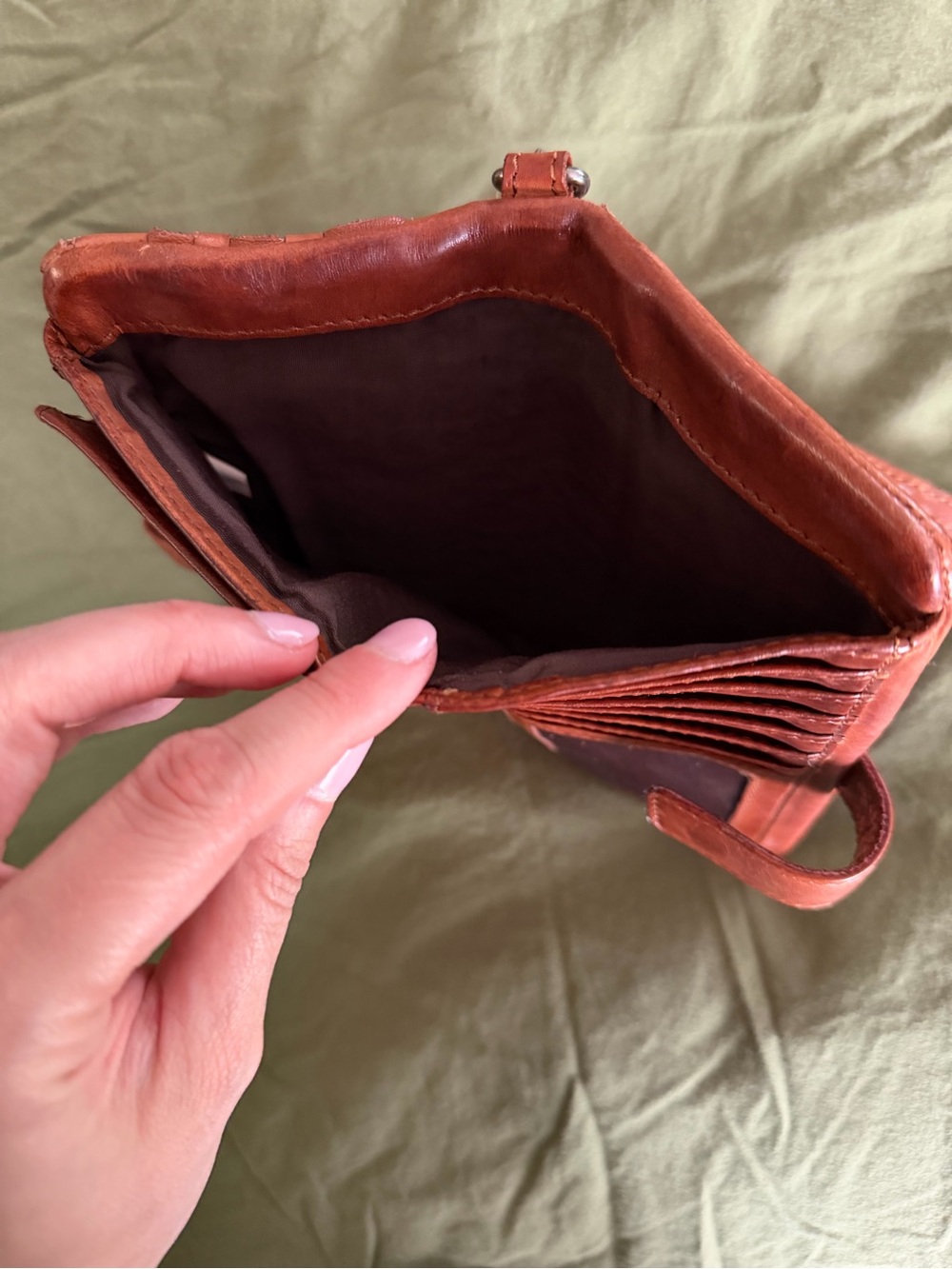 Compact Brown Leather Crossbody Wallet - Women